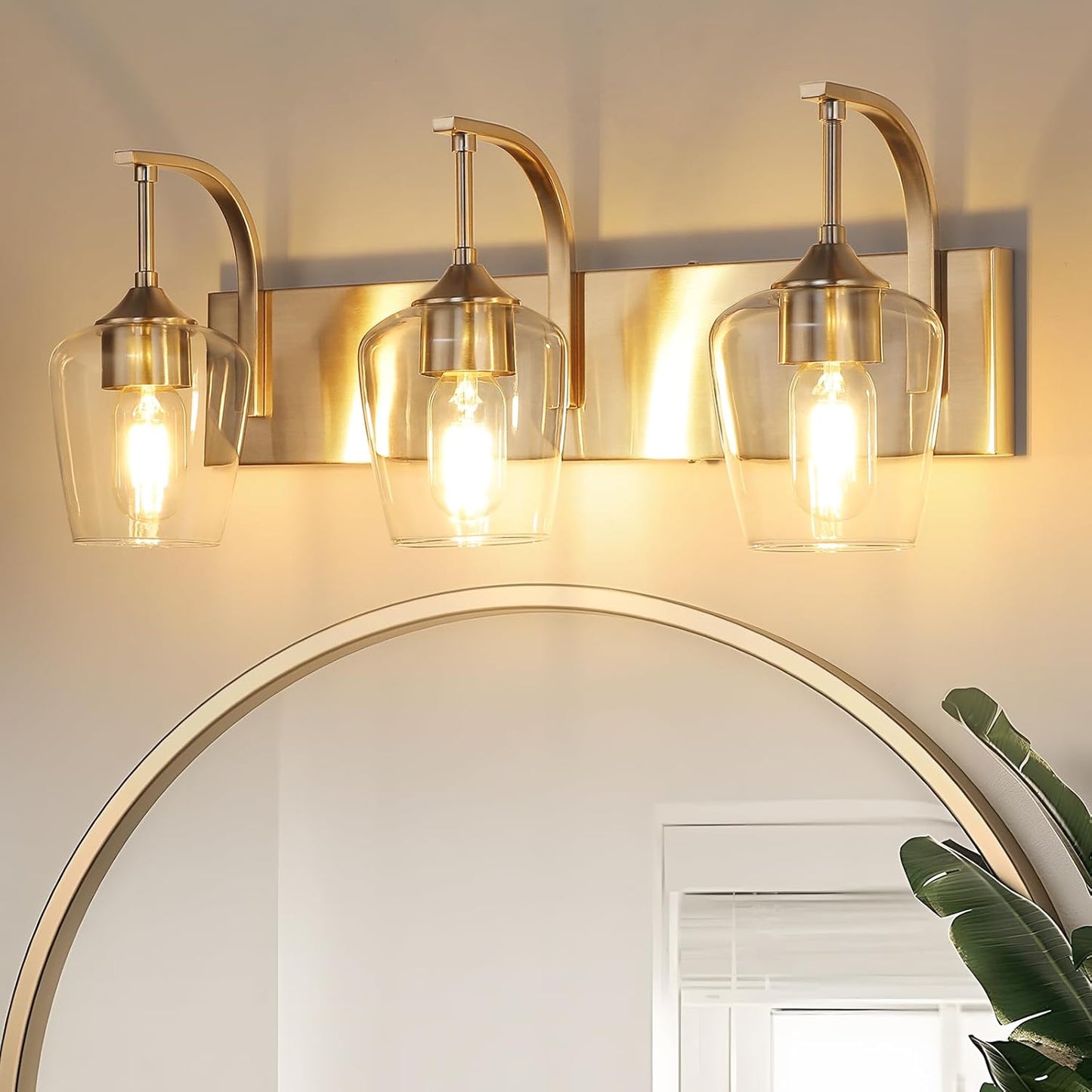3-Light Brushed Nickel Bathroom Light Fixture for Modern Spaces