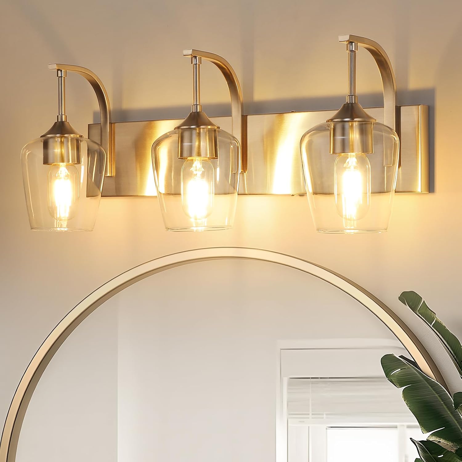 3-Light Brushed Nickel Bathroom Light Fixture for Modern Spaces
