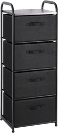 4 Drawer Fabric Dresser with Wood Top - Tall Slim Storage Tower