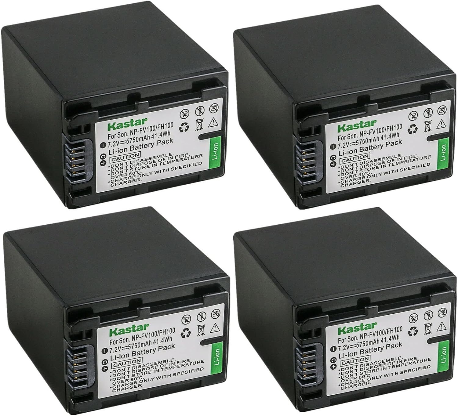 Kastar NP-FV100 Battery 4-Pack for Sony Camcorders - High Capacity