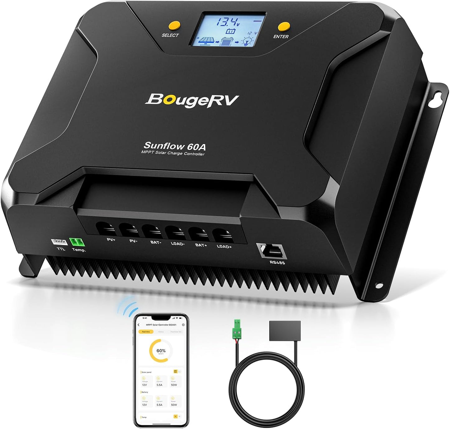 BougeRV Sunflow 60A MPPT Solar Charge Controller for RVs