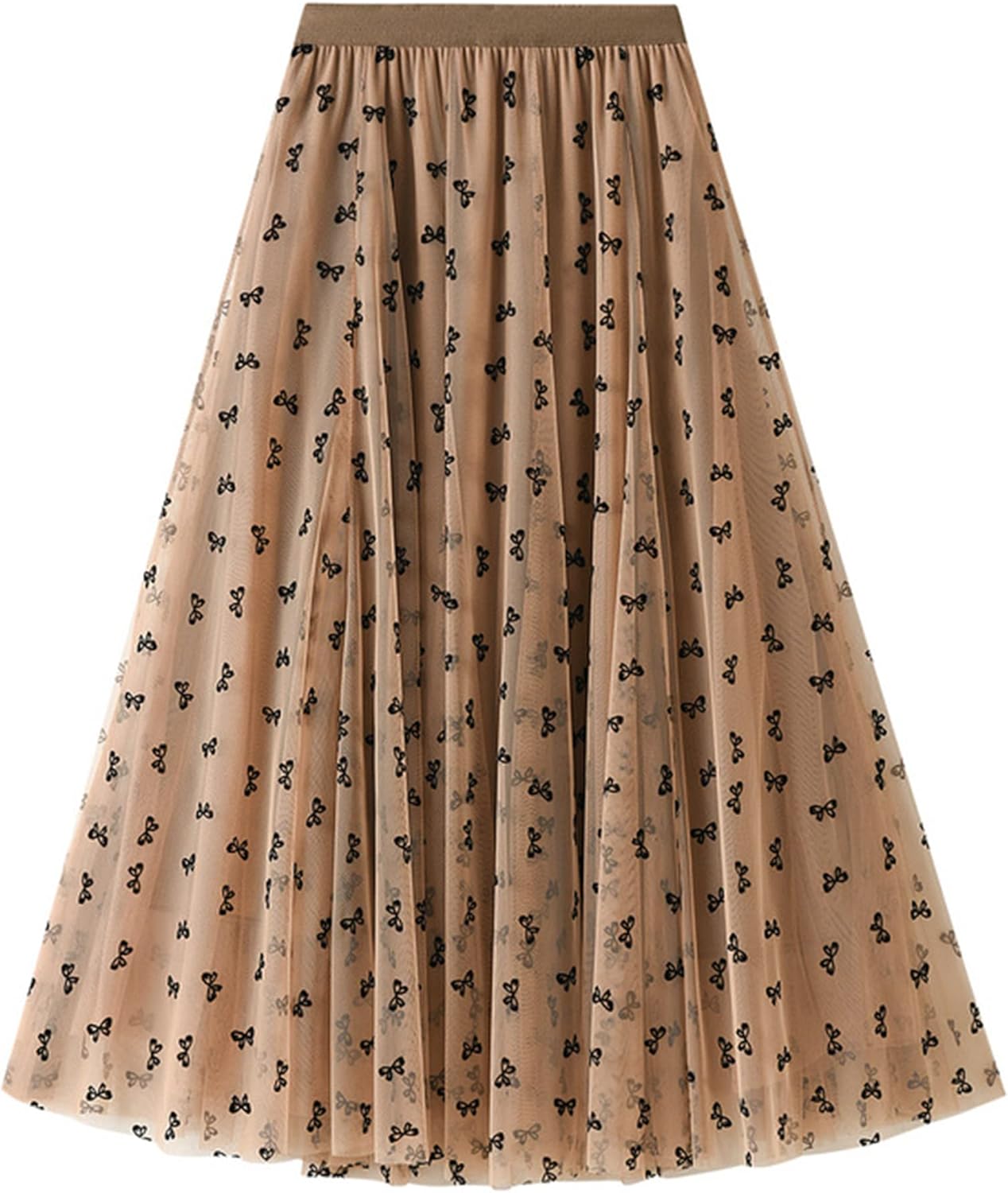 Dirholl Women's A-Line Fairy Patterned Tulle Midi Skirt