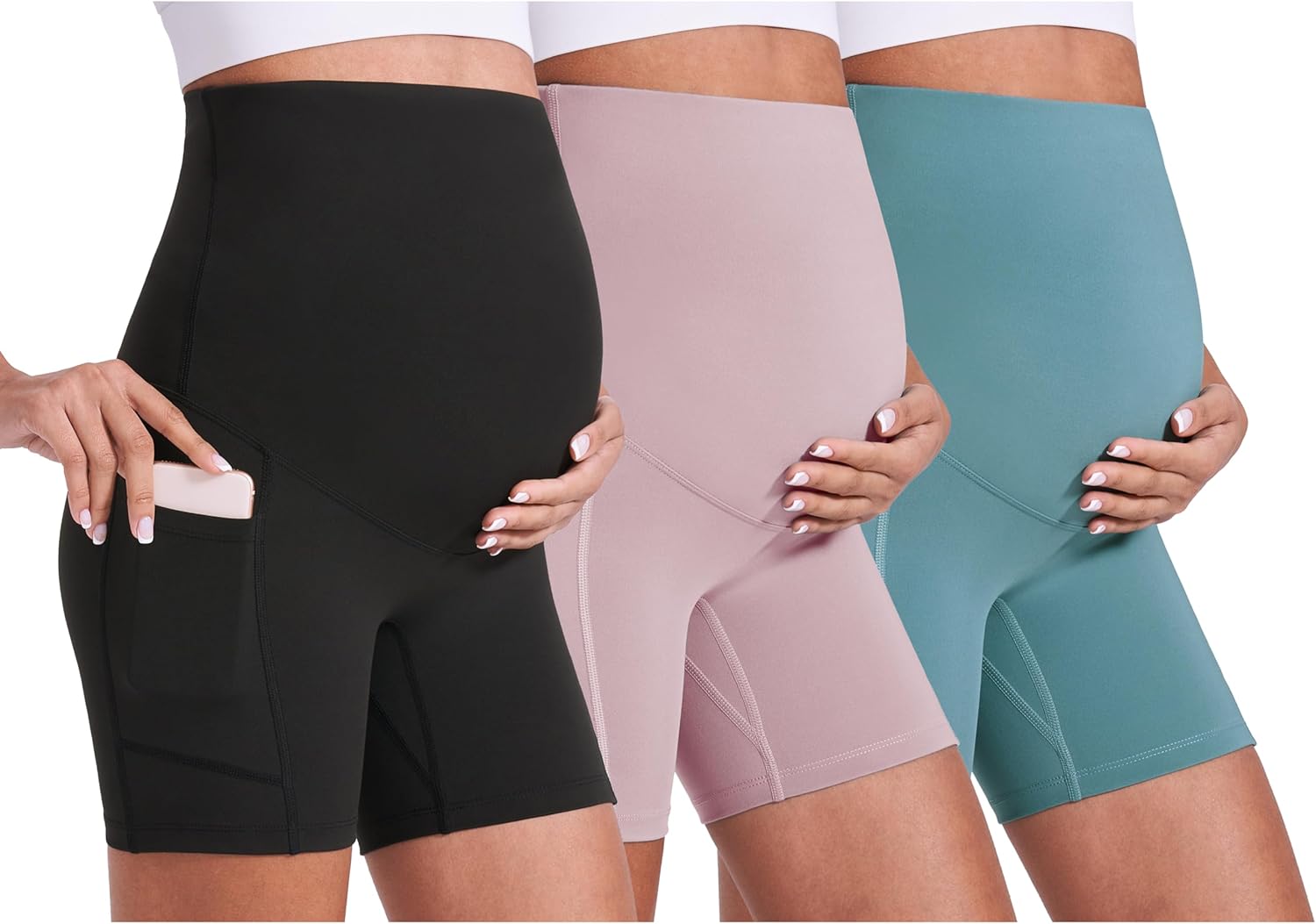 Enerful Women's Maternity Yoga Shorts for Active Pregnancy Comfort