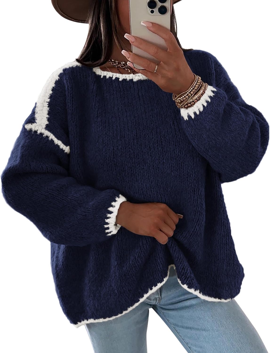 KIRUNDO Womens Oversized Chunky Knit Sweater for Fall 2025