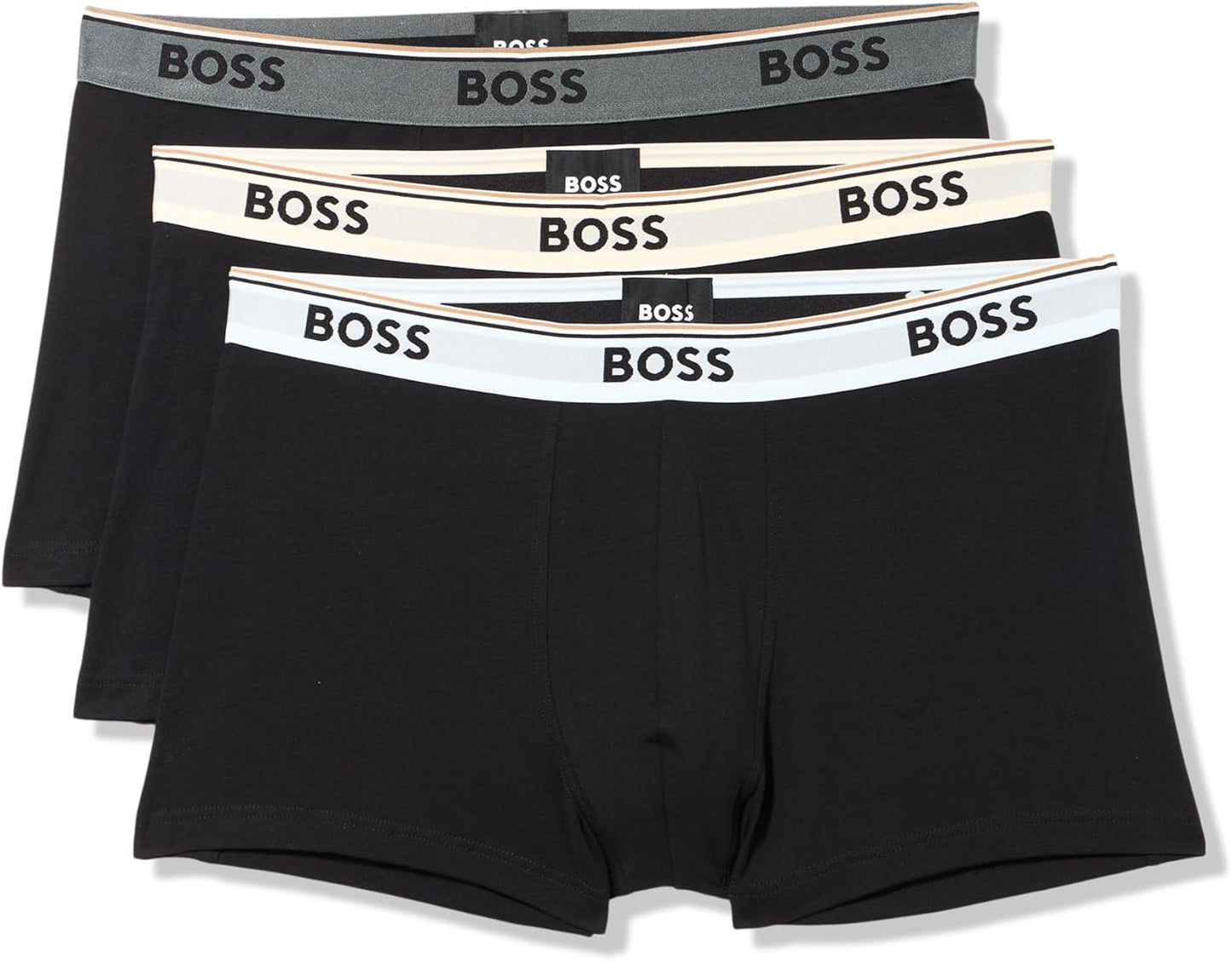 BOSS Men's 3-Pack Multi Color Bold Logo Trunks for Comfort