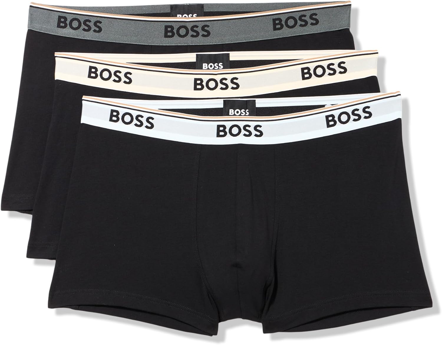 BOSS Men's 3-Pack Multi Color Bold Logo Trunks for Comfort