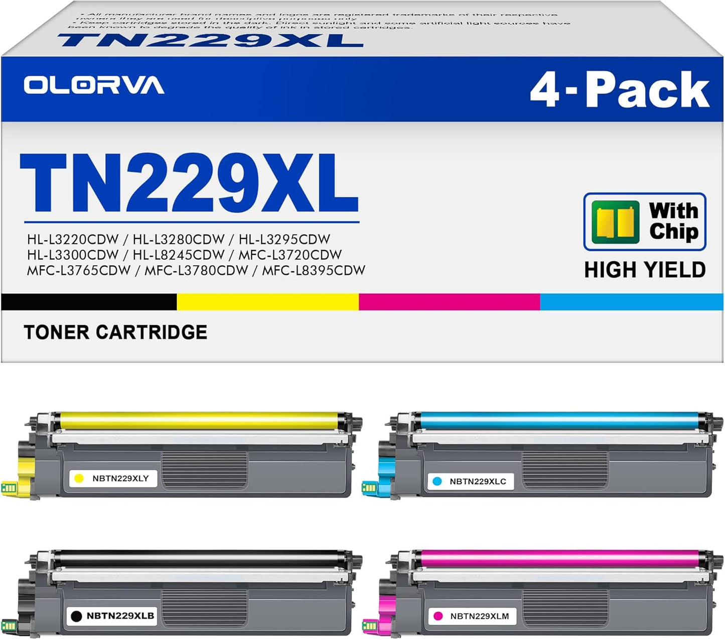 High Yield TN229XL Toner Compatible for Brother Printers 4 Pack