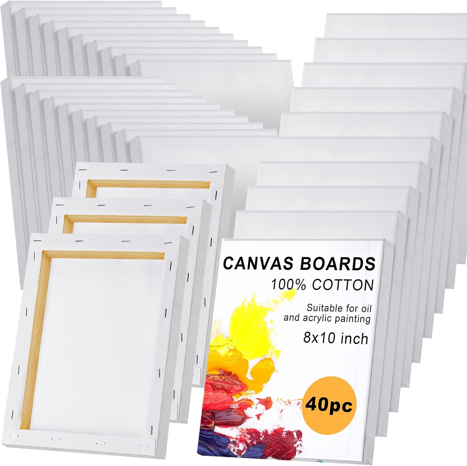 40 Pcs Stretched Canvas for Painting 8 x 10 Inch Quality Art