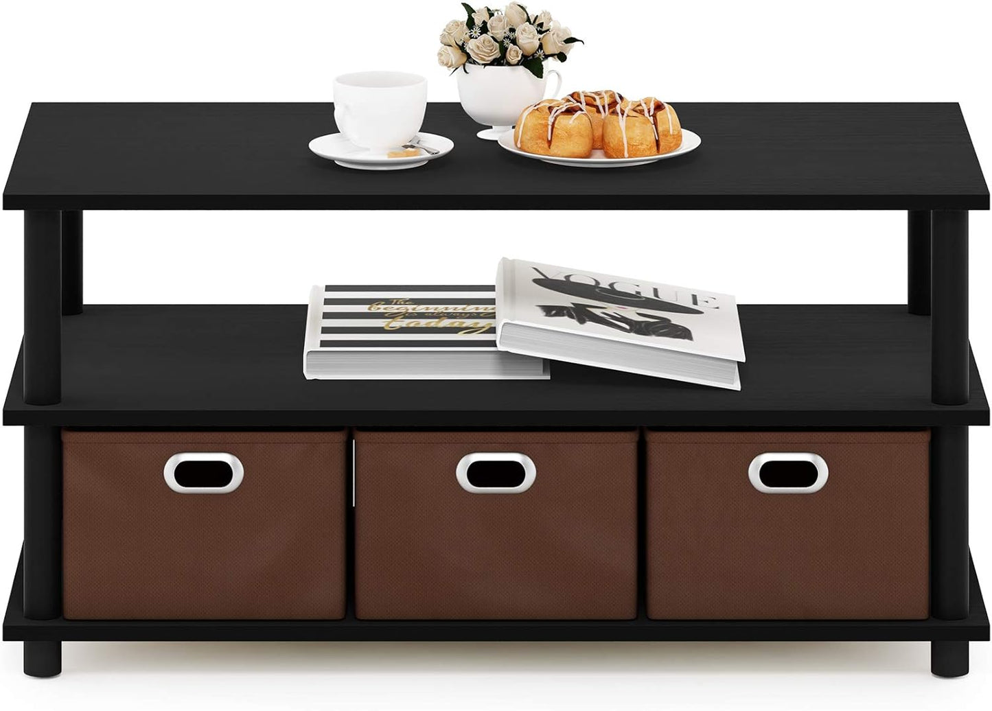FURINNO Turn-N-Tube Coffee Table in Black Oak for Modern Living