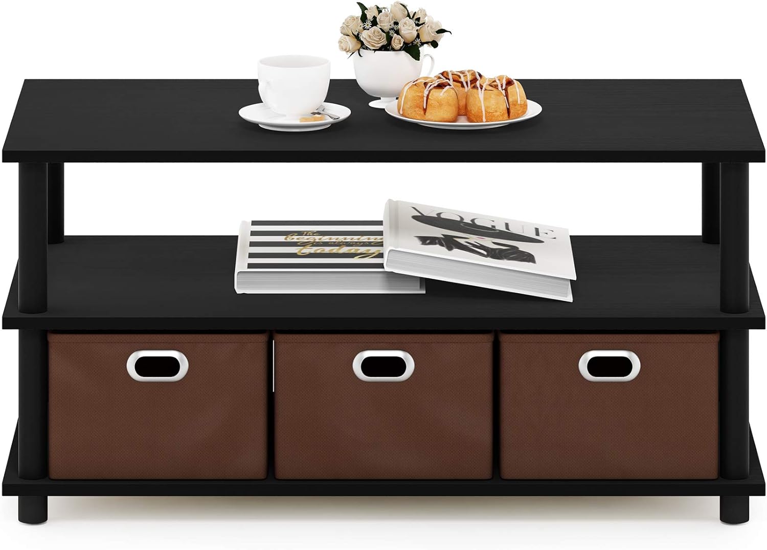 FURINNO Turn-N-Tube Coffee Table in Black Oak for Modern Living