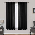 Mrs.Naturall Black Curtains 45 in Length Sheer Linen Privacy Panels