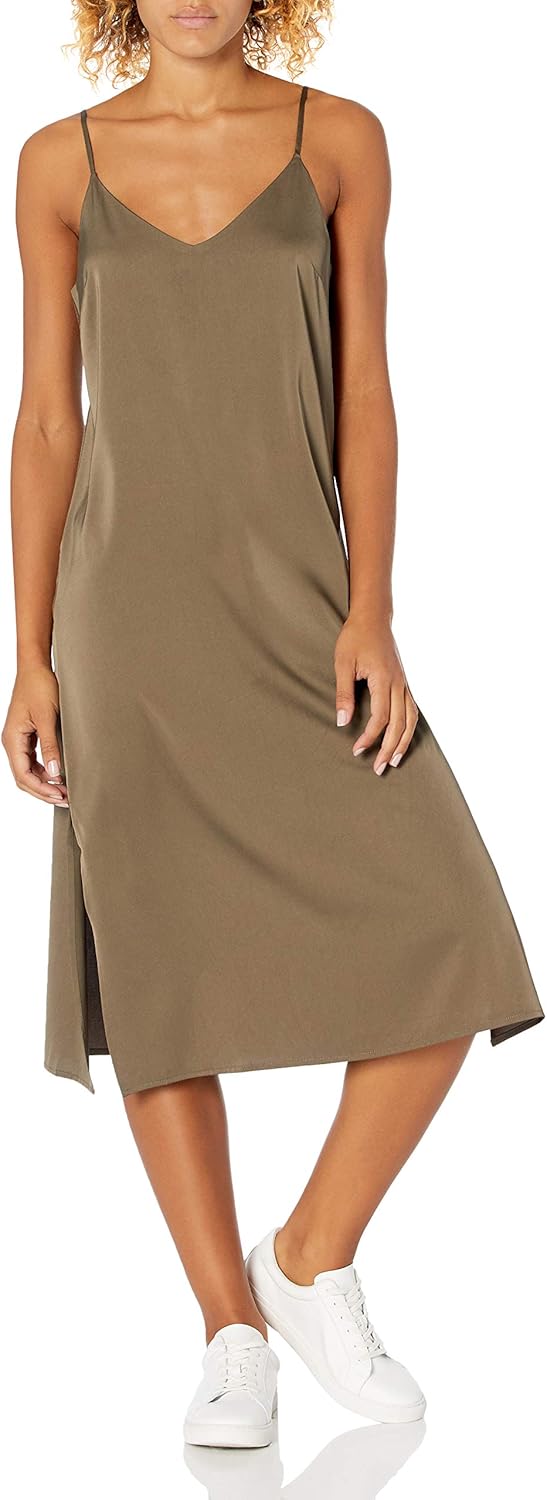 The Drop Women's Ana Silky V-Neck Midi Slip Dress Review