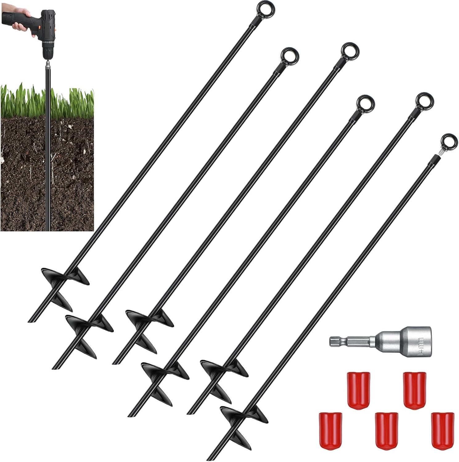 30 Inch Heavy Duty Ground Anchor Kit for Camping and Shelters
