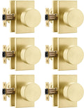 Gold Passage Door Knob Brushed Brass Passage Knob 6 Pack - Durable