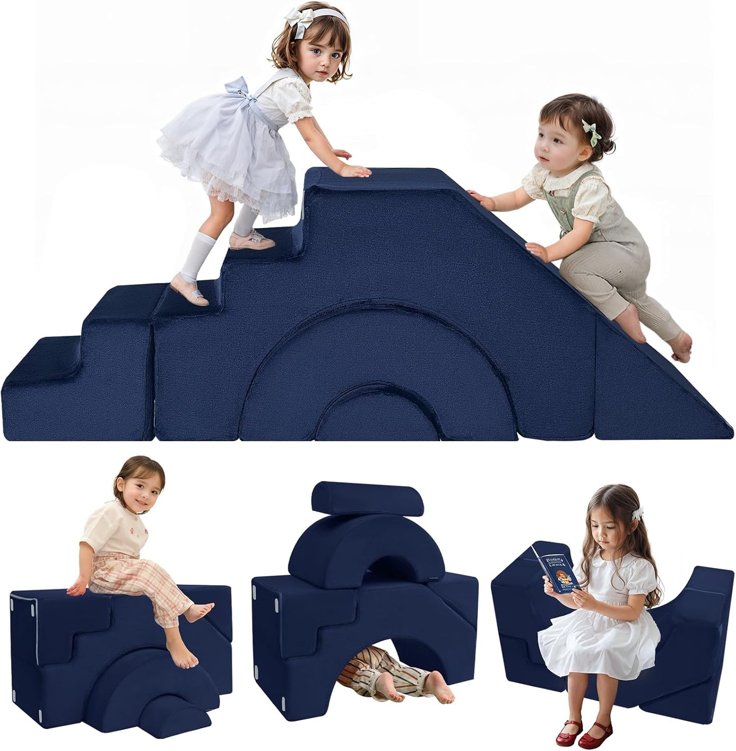 MeMoreCool Modular Kids Sofa with Slide & Stair Design for Fun