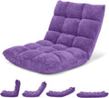 Purple Floor Chair with Back Support - 14-Position Adjustable Recliner