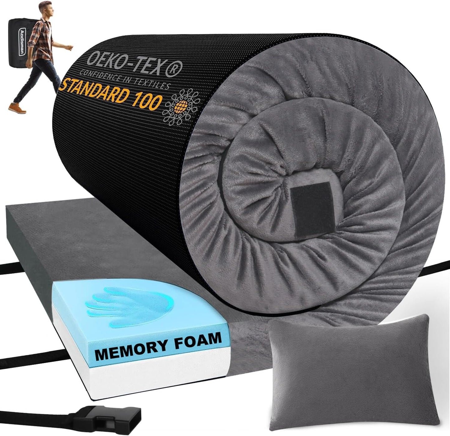 3 Inch Thick Memory Foam Sleeping Pad for Camping Comfort