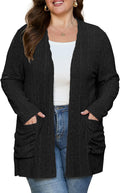 Plus Size Cardigan for Women Lightweight Open Front Sweater - Cozy hem