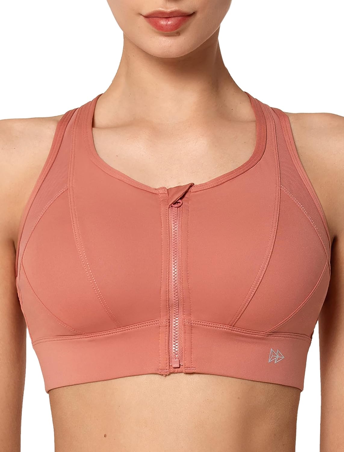 Yvette High Impact Zip Front Sports Bra for Large Breasts