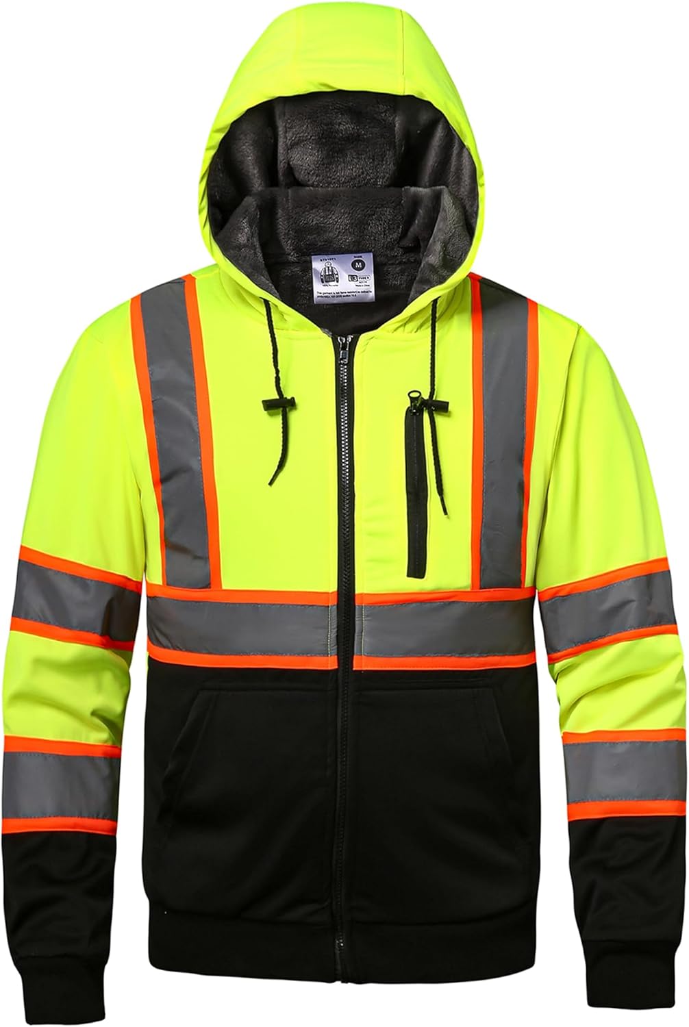High Visibility Hoodie for Men - Fleece Lined Reflective Sweatshirt