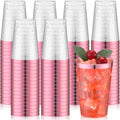 Pink Plastic Cups 12 oz Pink Rimmed Disposable Wine Glasses - Party