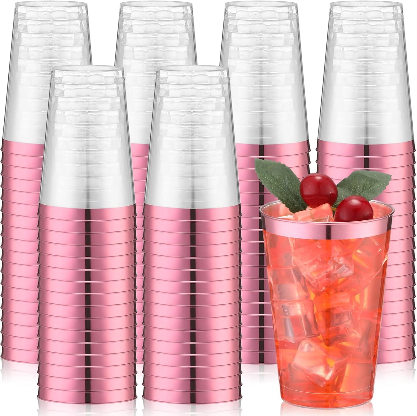Elegant Pink Plastic Cups for Parties and Special Events