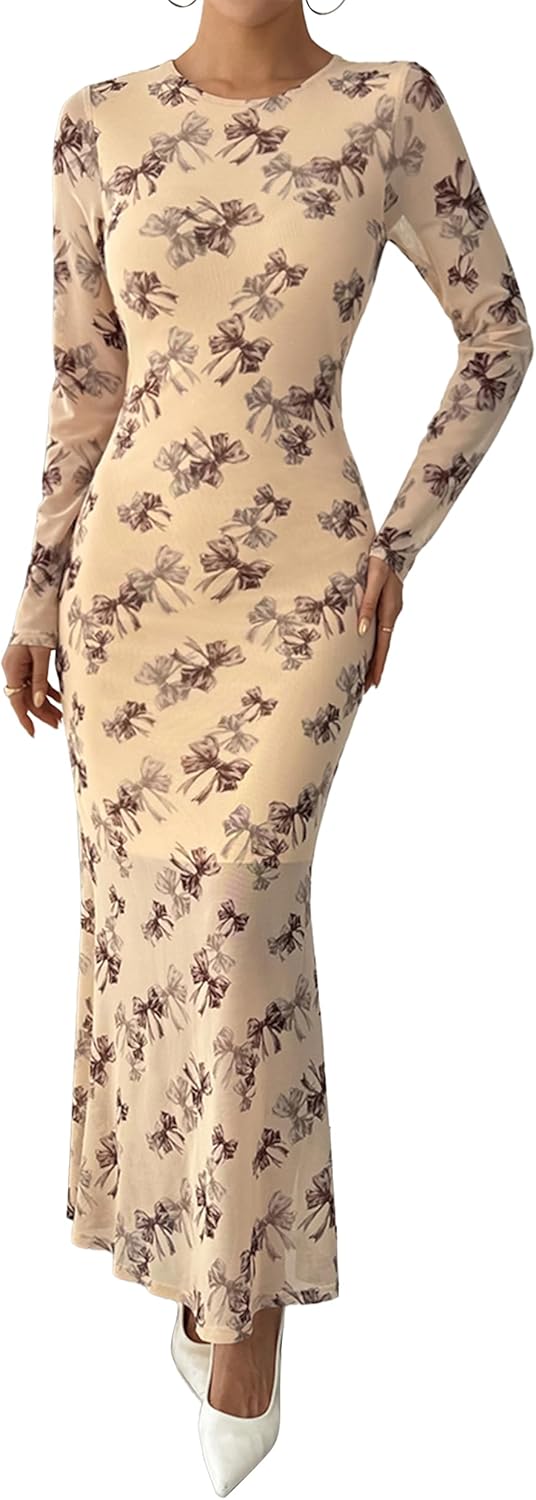 BTFBM Floral Maxi Dress for Women - Elegant Fall Fashion 2025