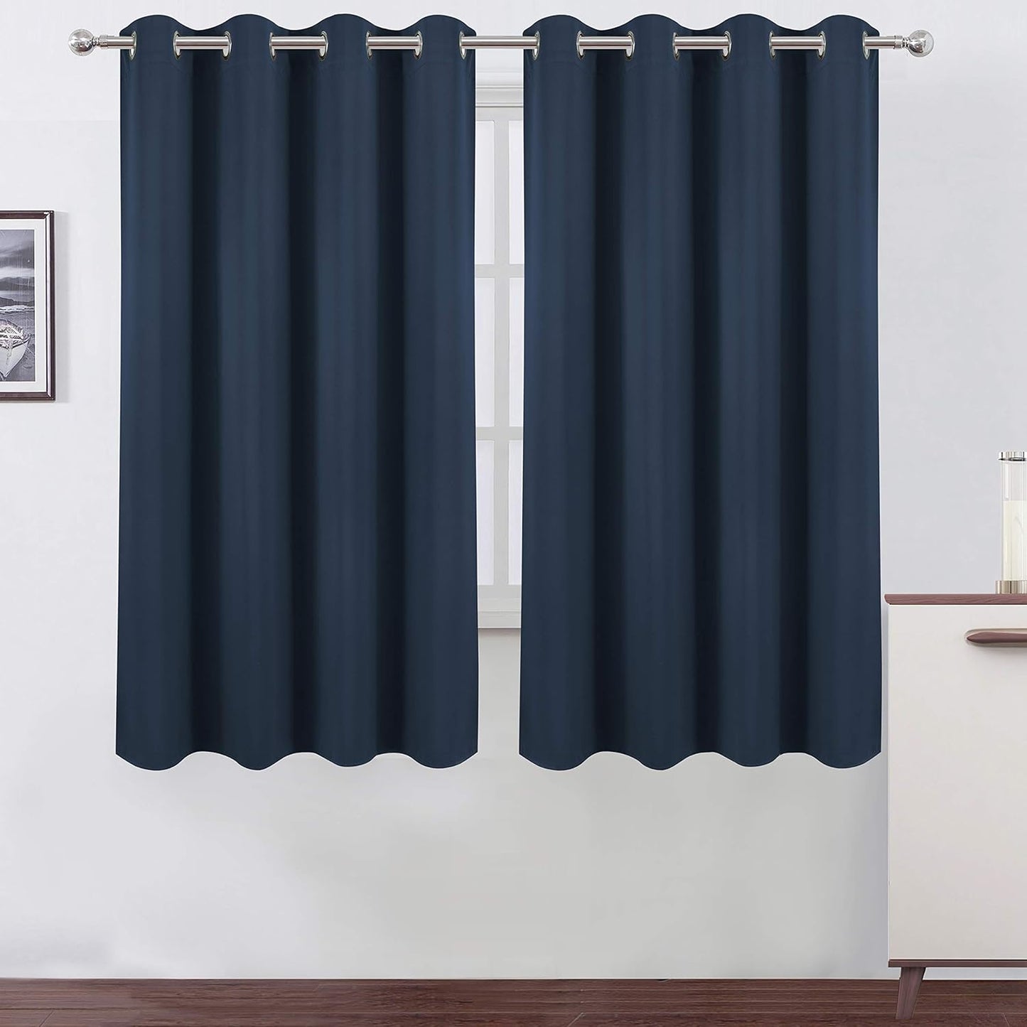 LEMOMO Navy Blackout Curtains for Bedroom - Thermal Insulated Panels