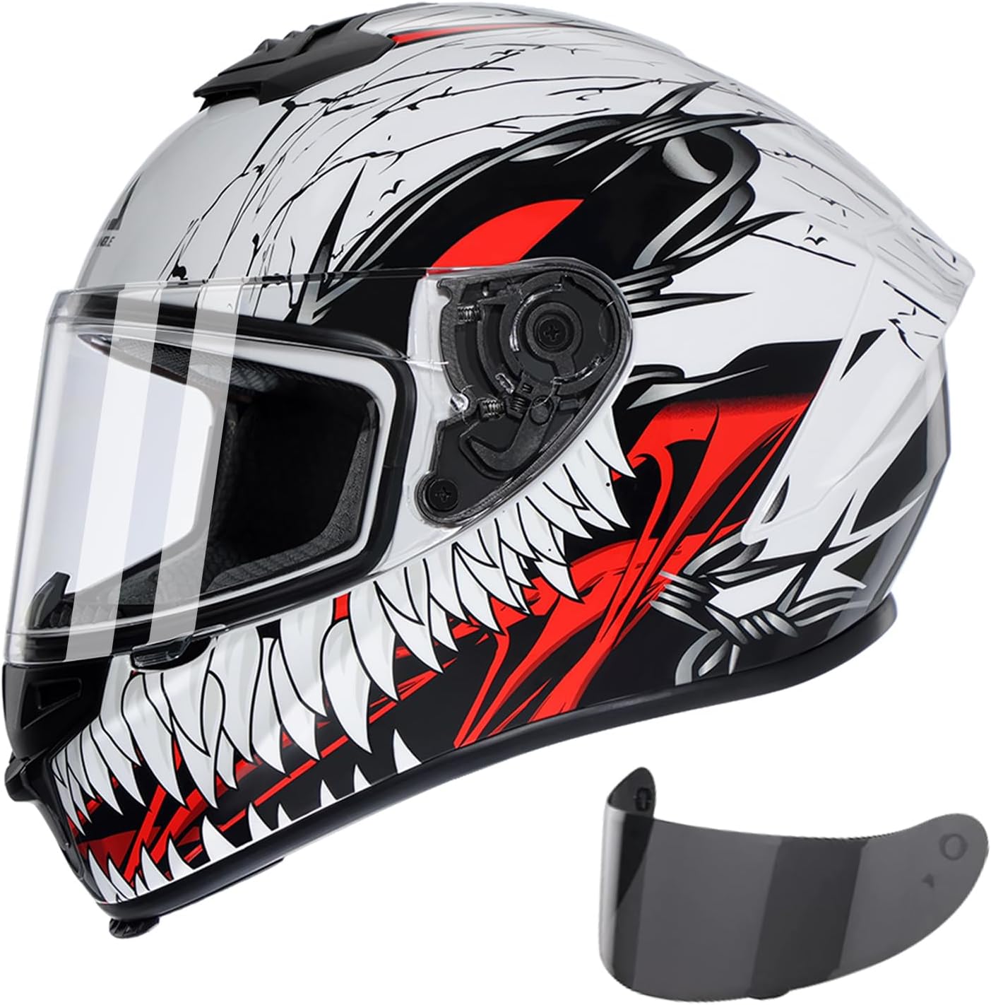 TRIANGLE Adult Motorcycle Helmet: Dual Visor DOT Approved