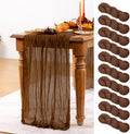 Brown Cheesecloth Table Runner Tan 10 Pack - Boho Gauze 120 in