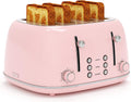 Toaster 4 Slice Retro Stainless Toaster with 6 Shade Settings - Pink