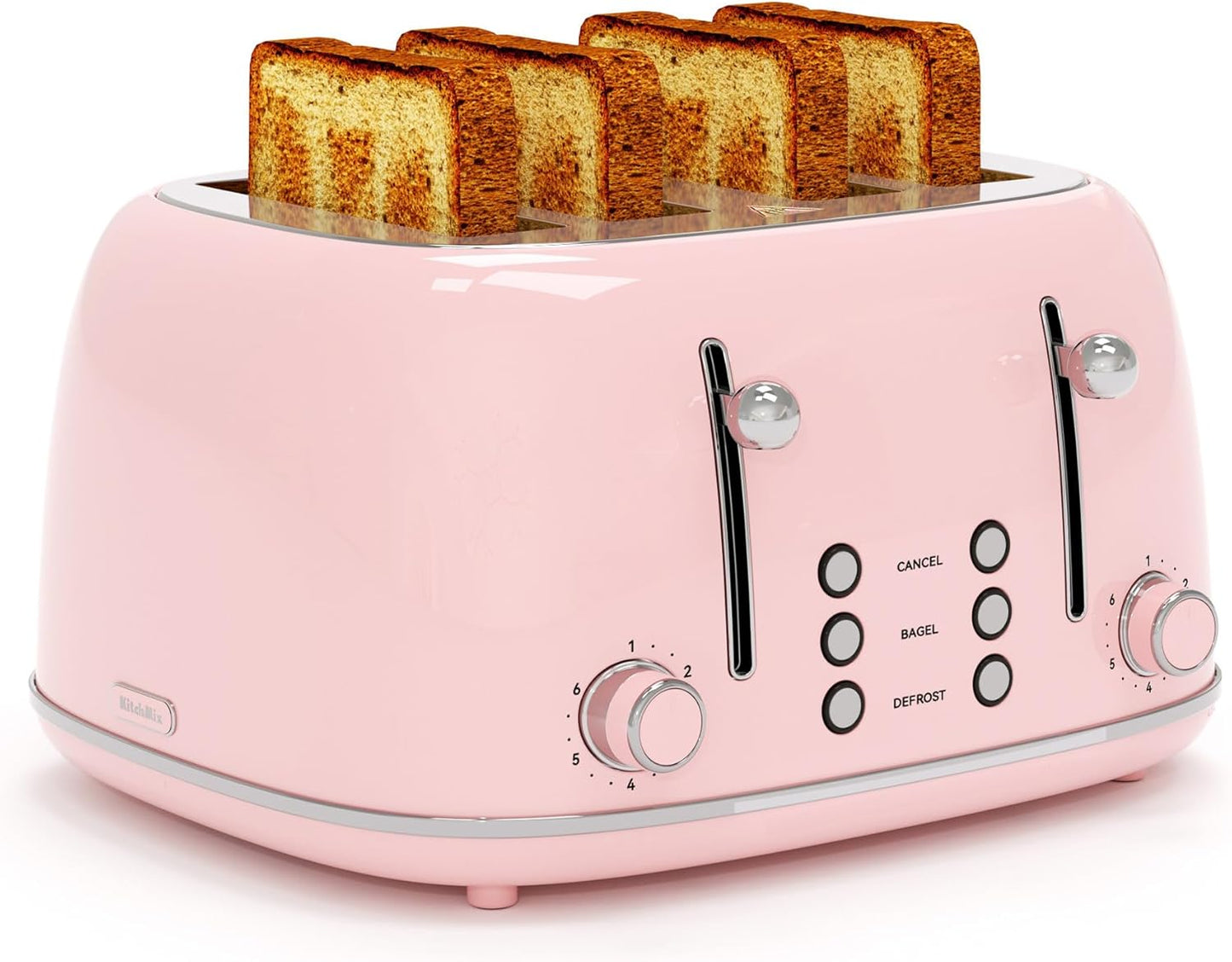Retro 4 Slice Toaster with 6 Shade Settings for Perfect Toast