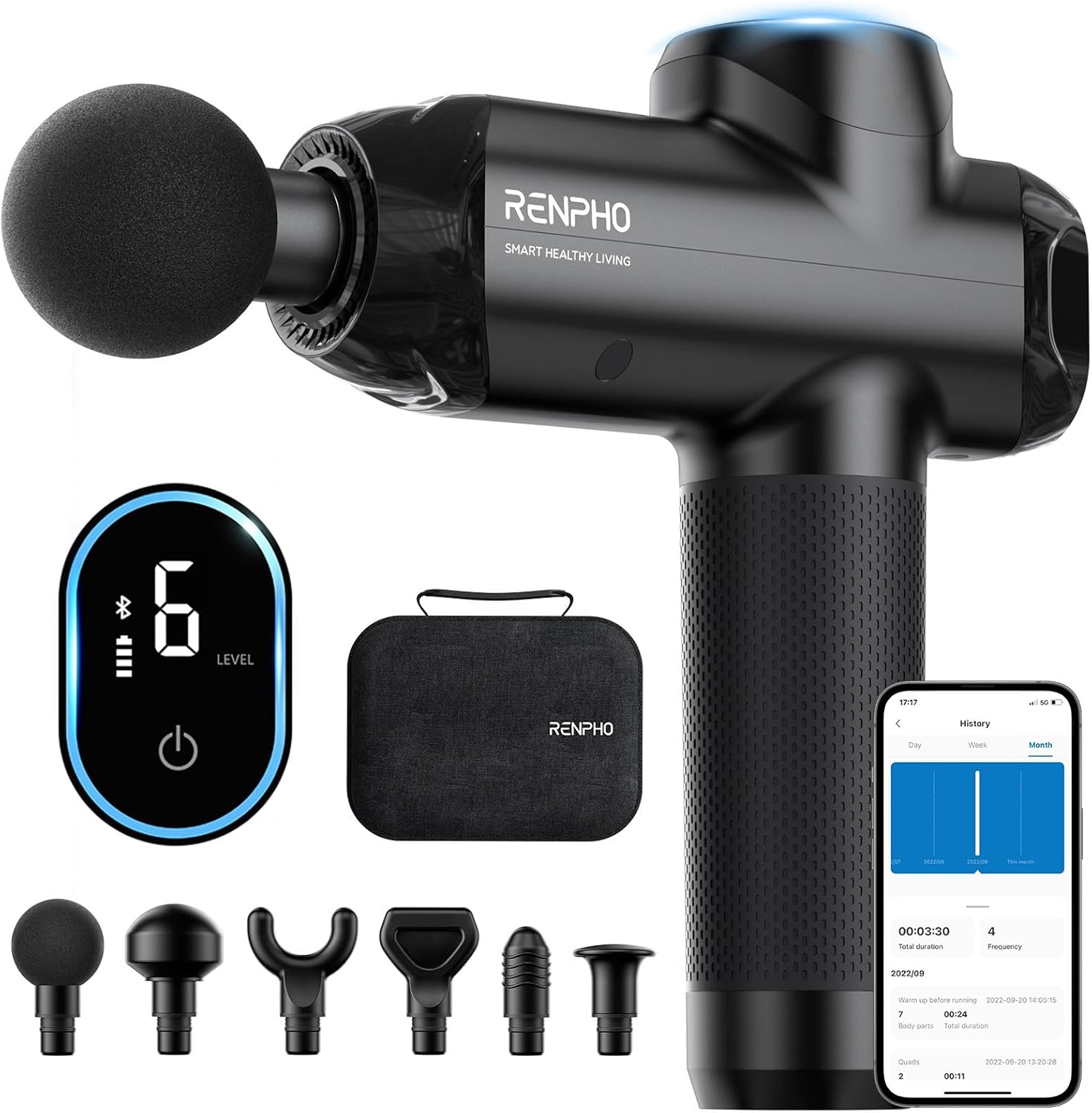 RENPHO Massage Gun Deep Tissue with Bluetooth for Athletes