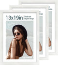 13x19 Picture Frame 3 pk - Textured White Solid Wood Poster Frame