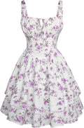 Scarlet Darkness Floral Corset Dress Ruffle Mini Sundress Casual