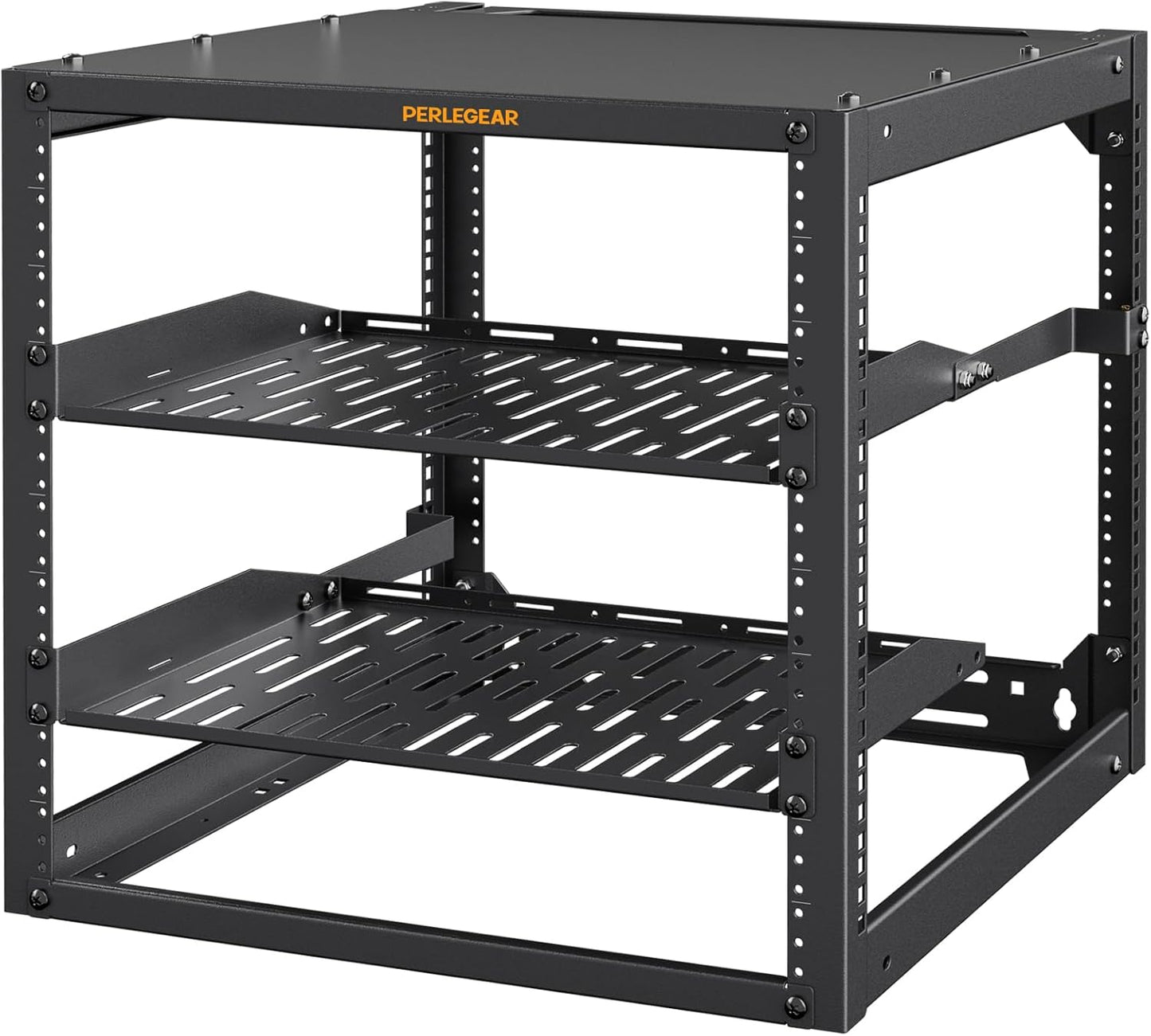 Perlegear 10U Open Frame Network Rack for Servers and AV Gear