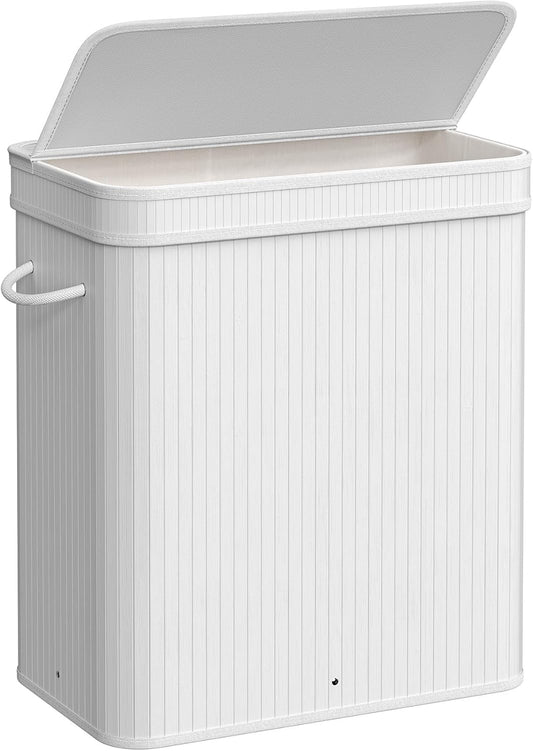 SONGMICS Bamboo Laundry Hamper with Lid for Easy Laundry Storage