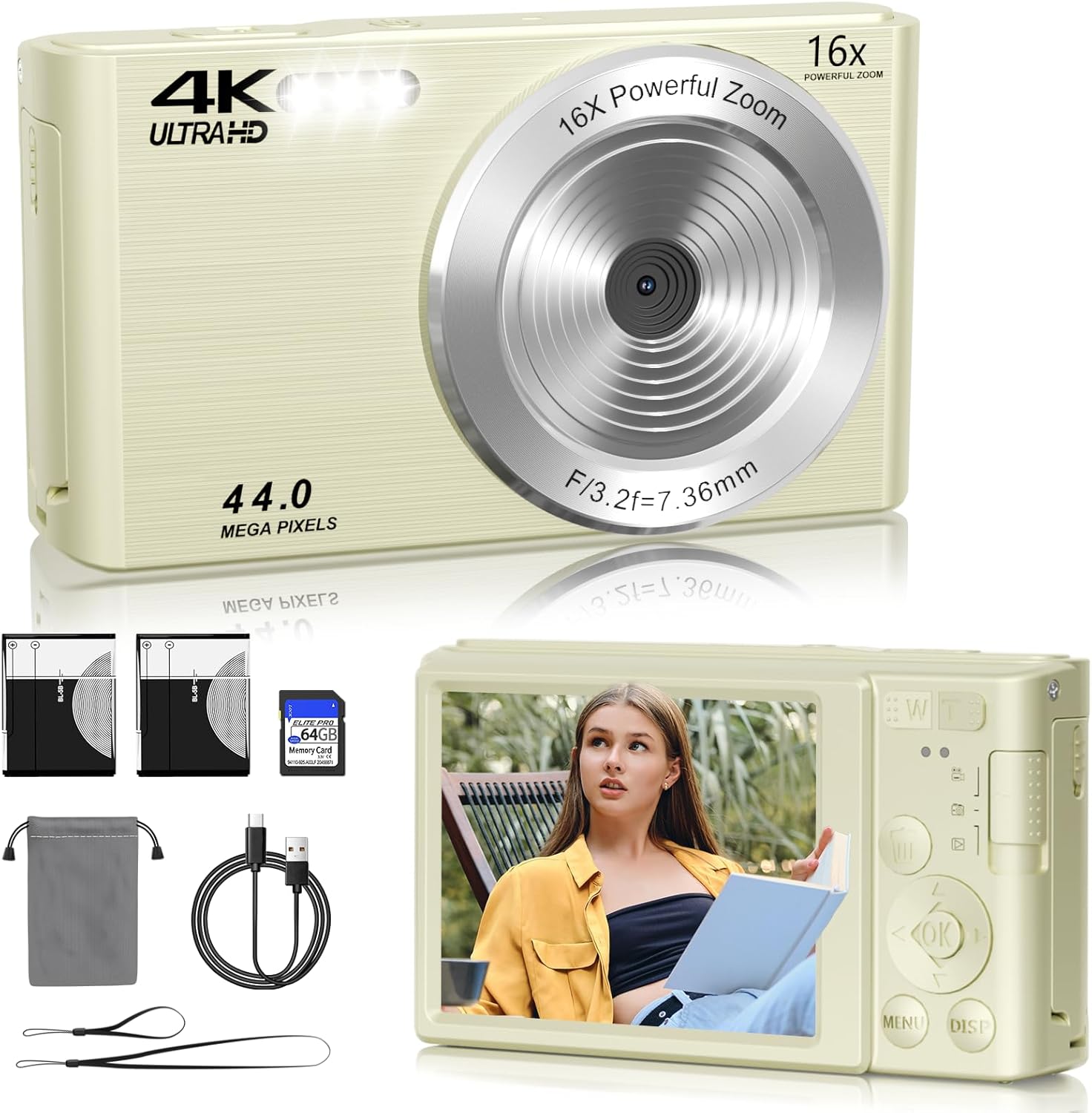 44MP 4K Compact Camera Bundle - Perfect for Teens!