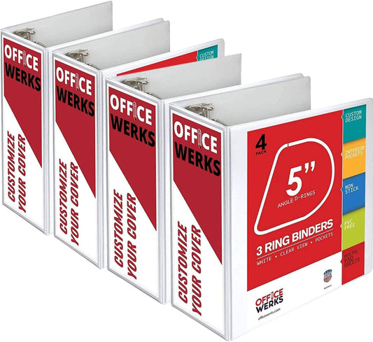 Organize with Ease: 5 Inch D Ring Binder Set (4 Pack)