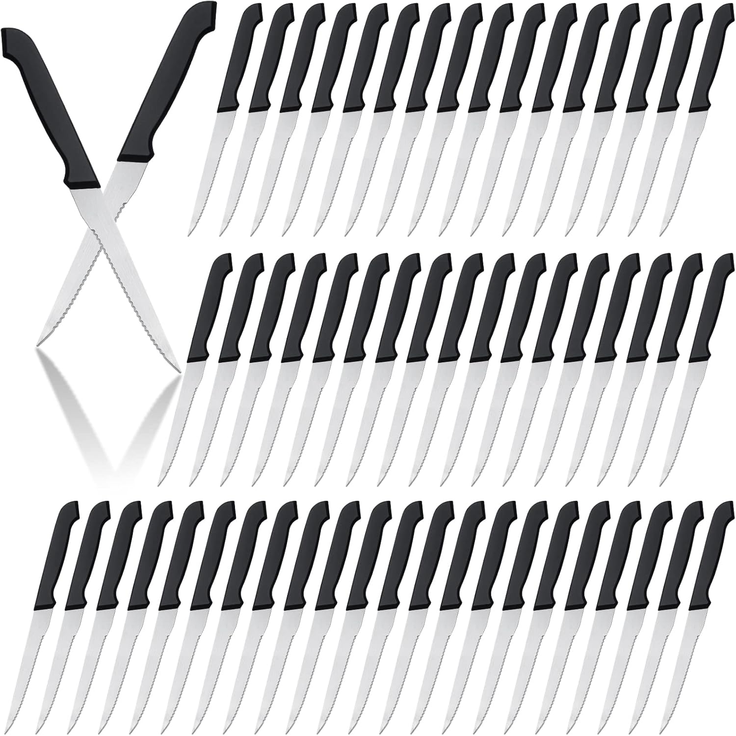 100 Pieces Serrated Edge Steak Knives for Kitchen and Dining