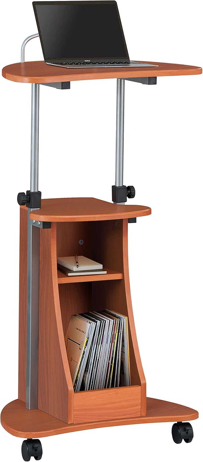 Techni Mobili Adjustable Height Laptop Cart with Storage