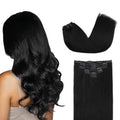 Clip in Hair Extensions for Women 22in 120g Jet Black - Remy Human