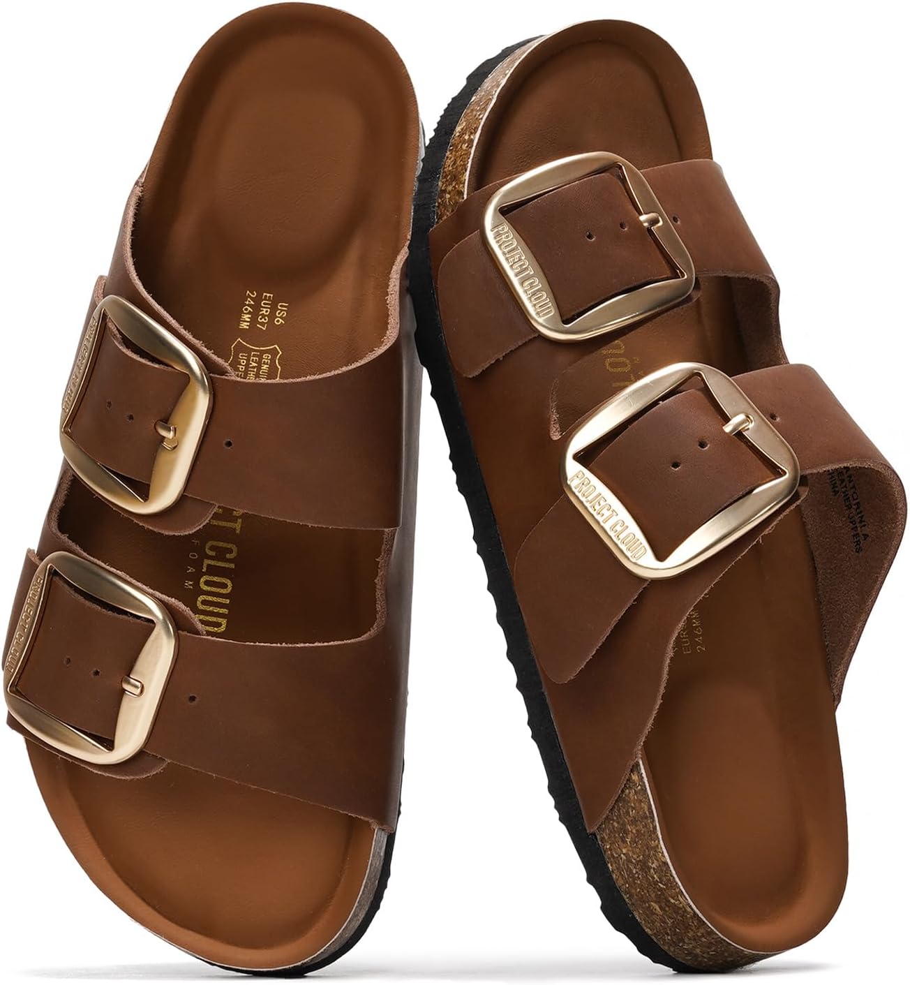 Project Cloud Genuine Leather Flat Sandals for Women 2025