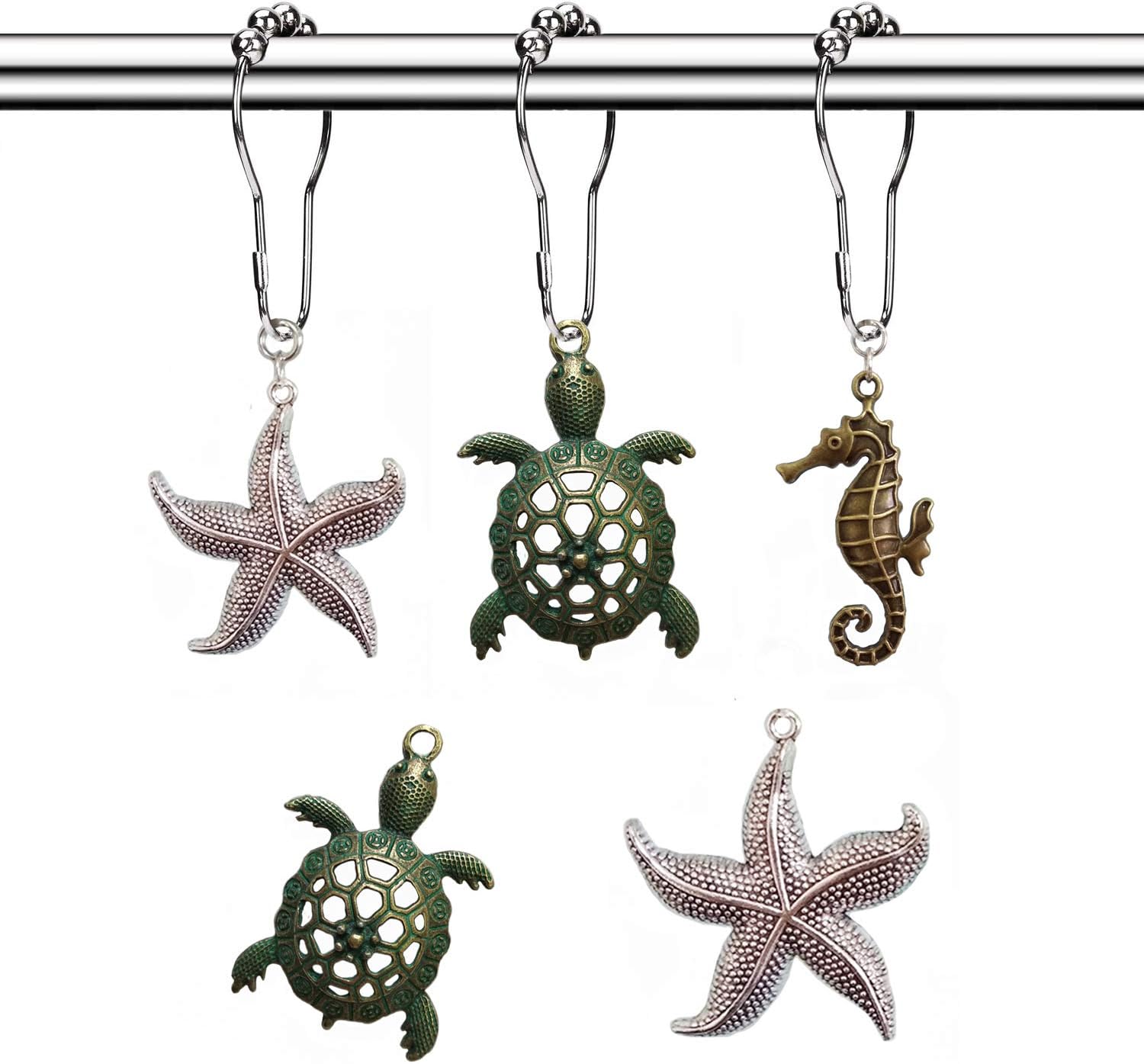 Rustproof Ocean Theme Bathroom Hooks Set - 12PCS