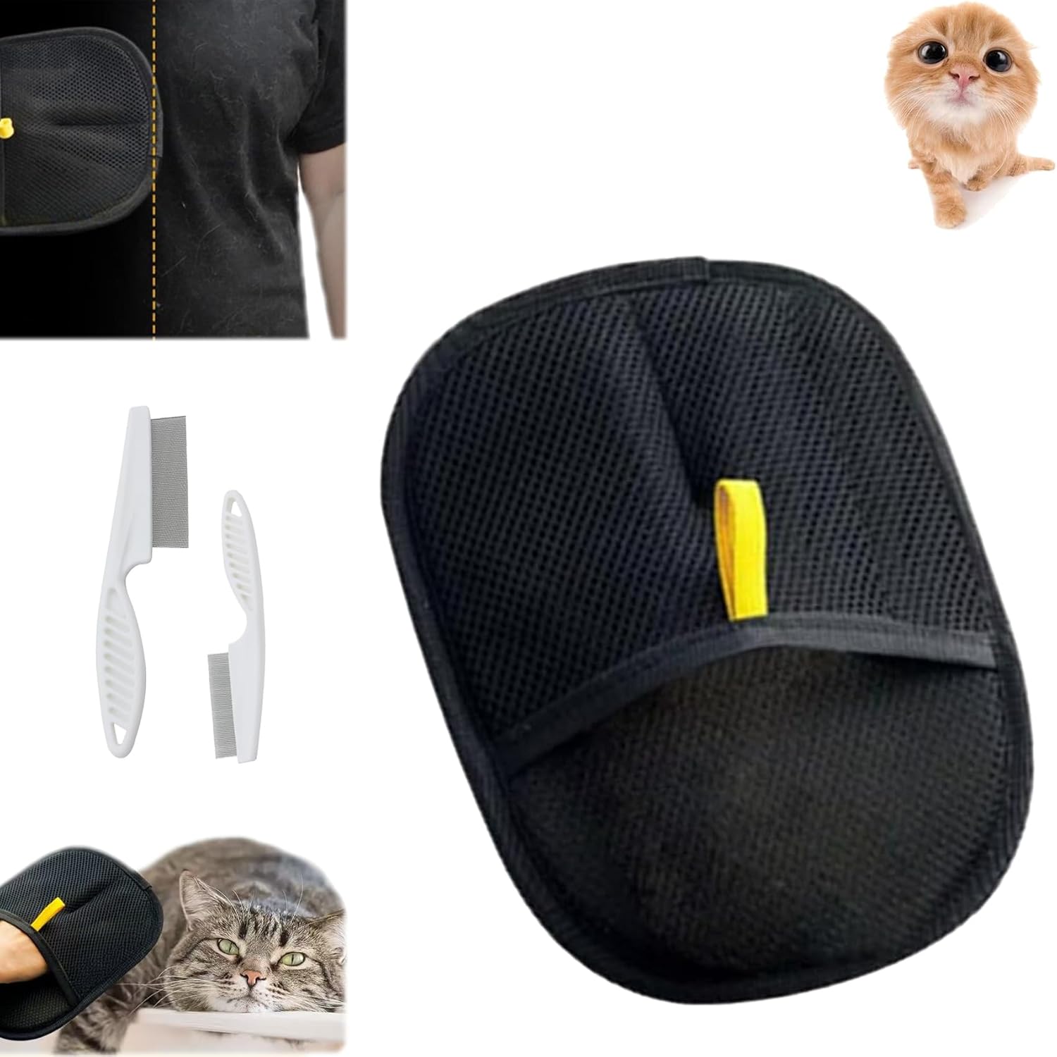 Dual-Action Pet Grooming Gloves