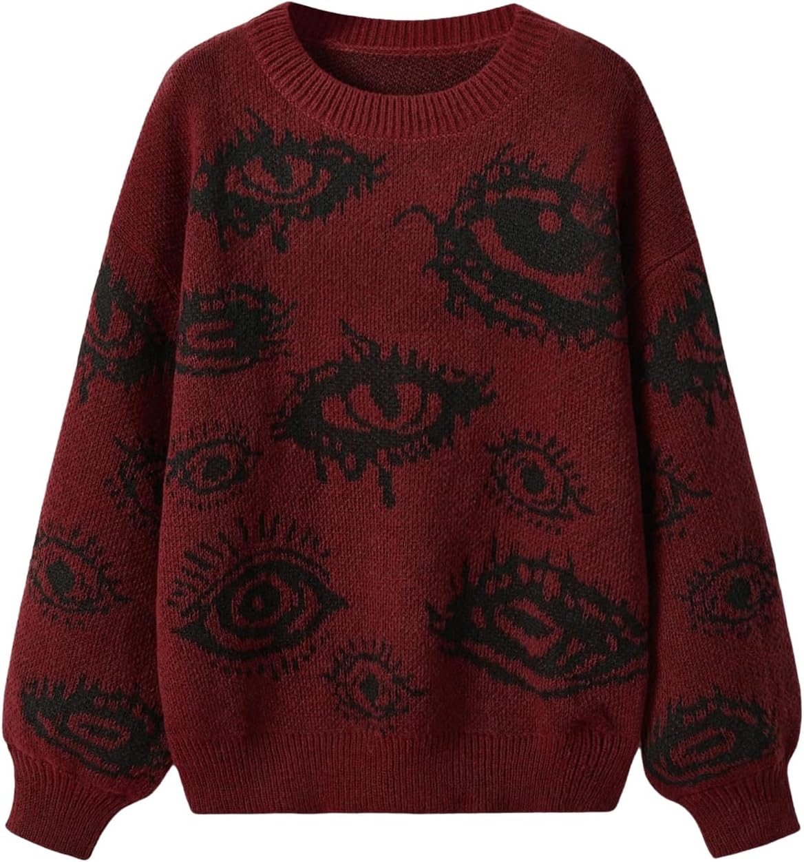 Floerns Women's Plus Size Grunge Punk Print Long Sleeve Sweater