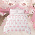 Feelyou Bow Bedding Set Full Size Pink Bow Comforter Set for Kids