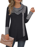 Furnex Women's Cowl Neck Long Sleeve Tunic Top for Winter Fashion