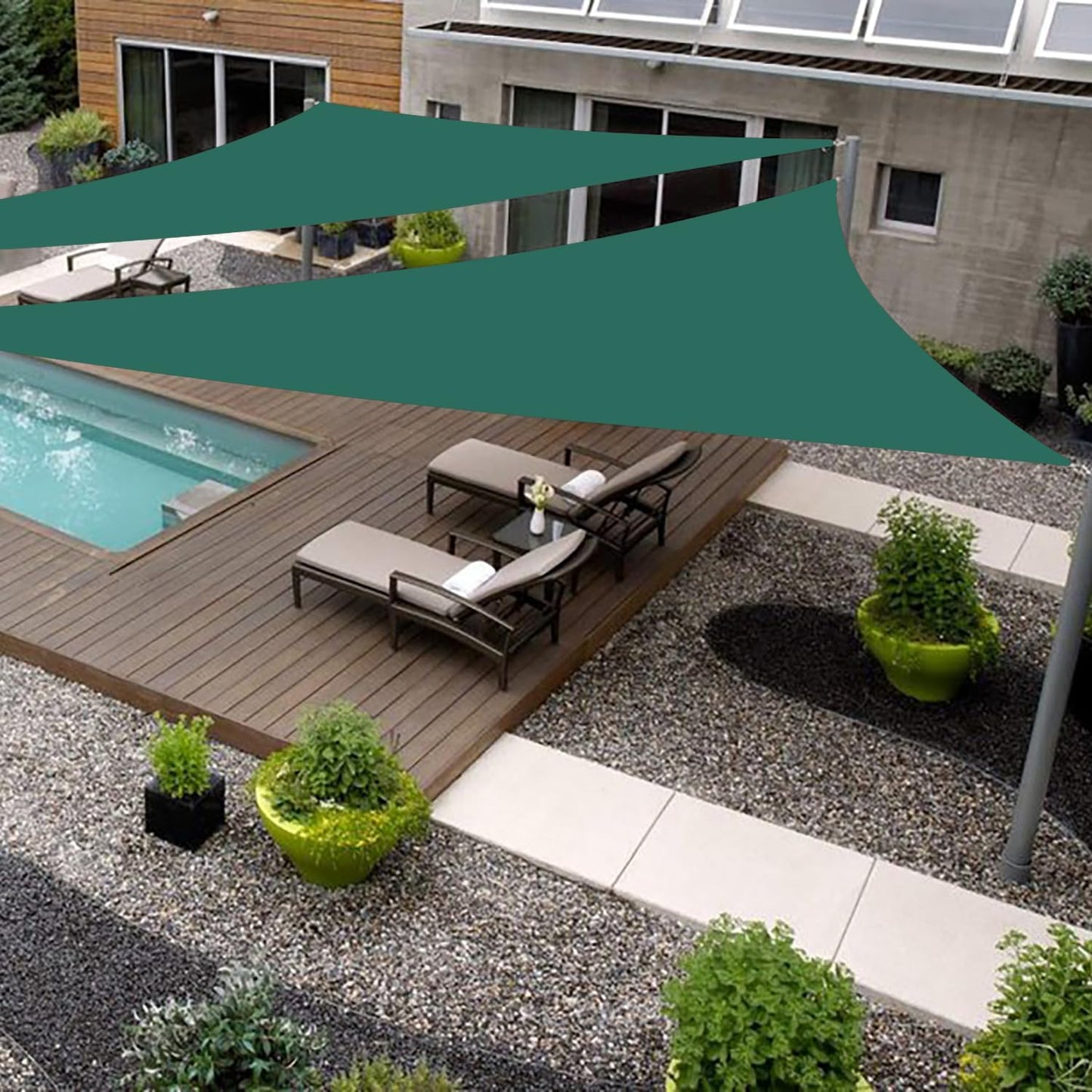 22ft x 24ft x 32.6ft Green Sun Shade Sail for Outdoor Spaces