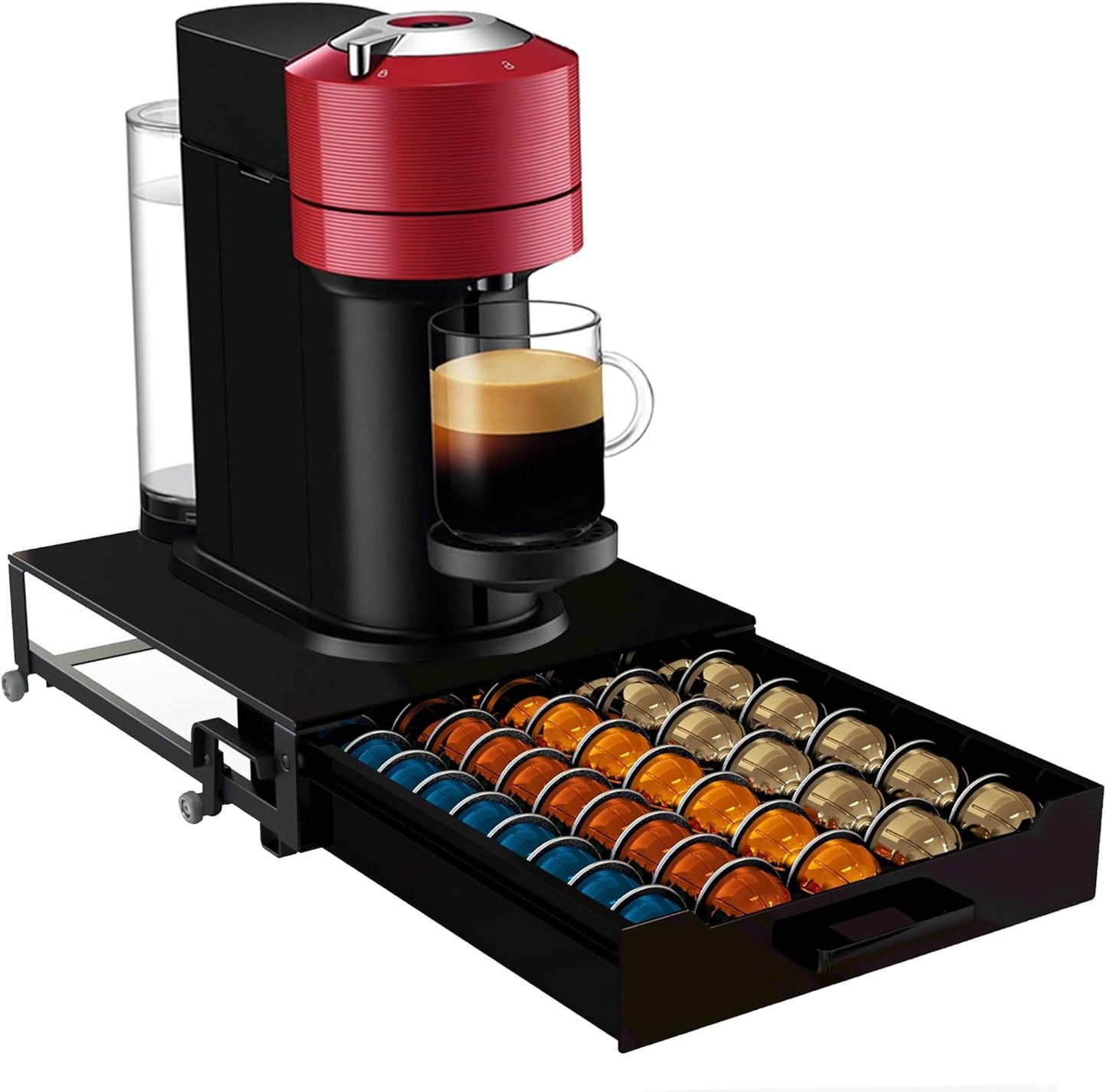Coffee Pod Holder Rolling Drawer Organizer for Nespresso Vertuo